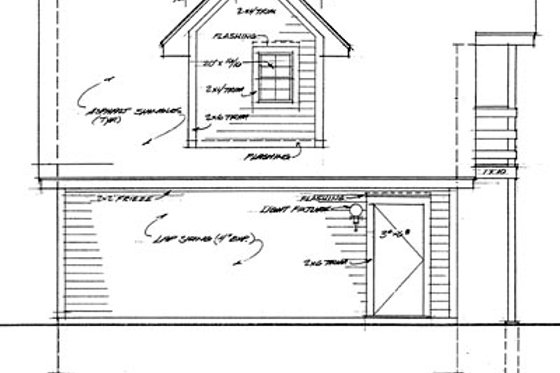 Exterior - Rear Elevation for Traditional House Plan #72-241 - 1 bed, 1 bath