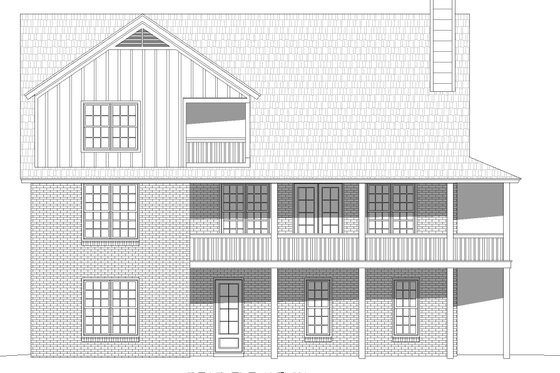 Exterior - Rear Elevation for Southern House Plan #932-827 - 3 bed, 2 bath