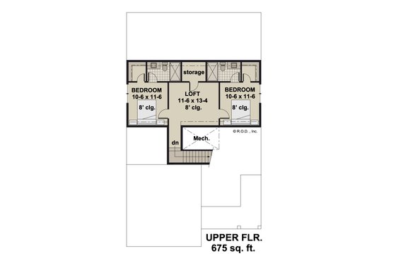 Floor Plan - Upper Floor for Farmhouse House Plan #51-1481 - 3 bed, 3.5 bath