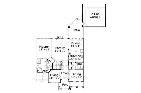 Floor Plan - Main Floor for European House Plan #411-561 - 5 bed, 3.5 bath