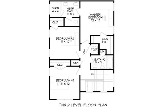 Floor Plan - Upper Floor 1 for Contemporary House Plan #932-643 - 4 bed, 3 bath