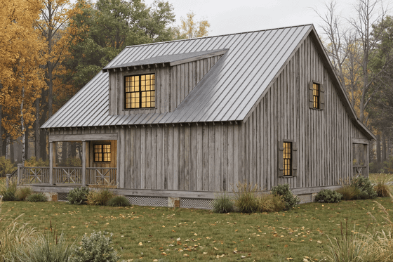 Exterior - Front Elevation 3 for Cabin House Plan #923-453 - 2 bed, 2 bath