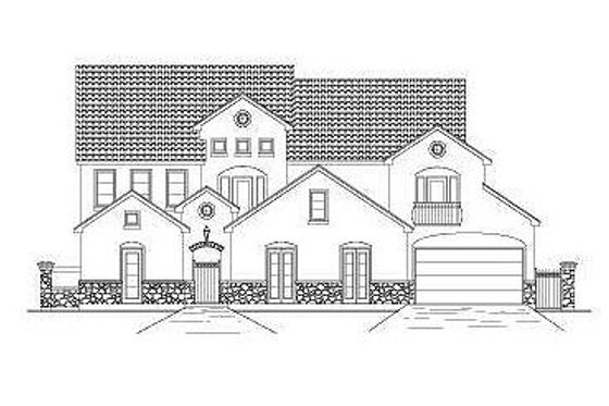 Exterior - Front Elevation for European House Plan #411-854 - 6 bed, 5.5 bath