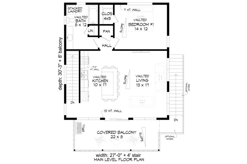 House Design - Floor Plan - Main Floor for Country House Plan #932-1205 - 1 bed, 1 bath
