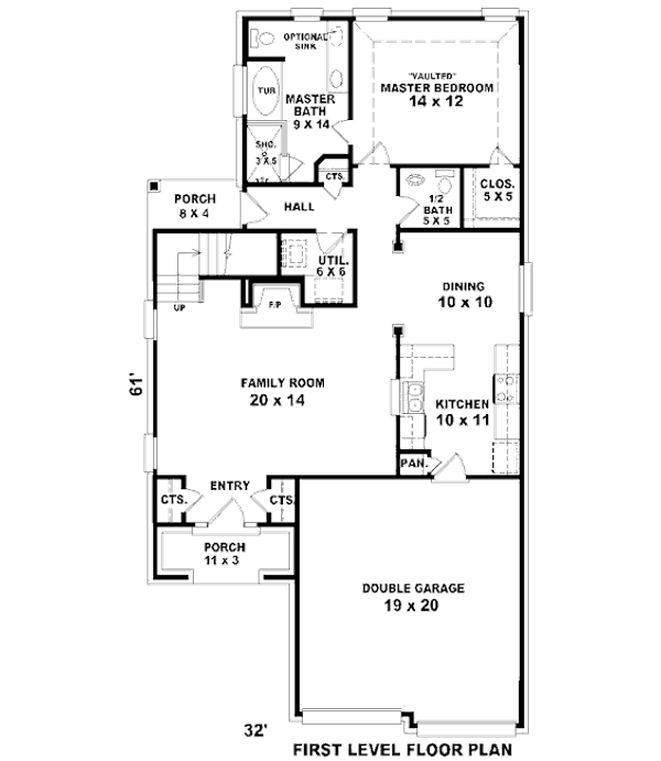 Floor Plan - Main Floor for European House Plan #81-13778 - 3 bed, 2.5 bath