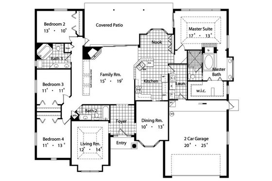 Floor Plan - Main Floor for European House Plan #417-268 - 4 bed, 3 bath