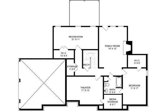 Floor Plan - Lower Floor for Colonial House Plan #119-128 - 4 bed, 3 bath