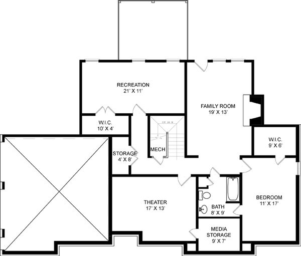 House Design - Colonial Floor Plan - Lower Floor Plan #119-128