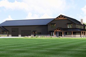 Exterior - Front Elevation 3 for Barndominium House Plan #1064-384 - 6 bed, 6.5 bath