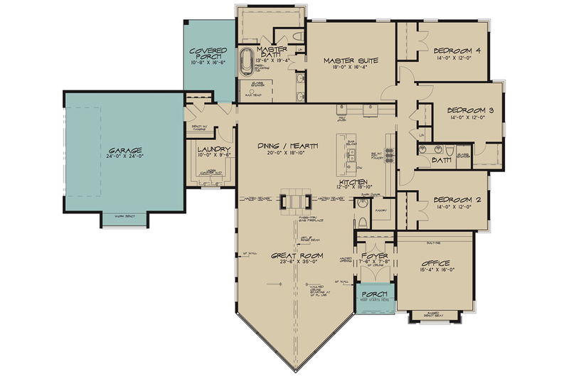 Home Plan - Floor Plan - Main Floor for Contemporary House Plan #923-71 - 4 bed, 2.5 bath