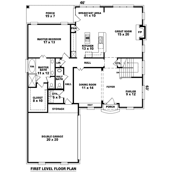 Floor Plan - Main Floor for European House Plan #81-1488 - 3 bed, 2.5 bath