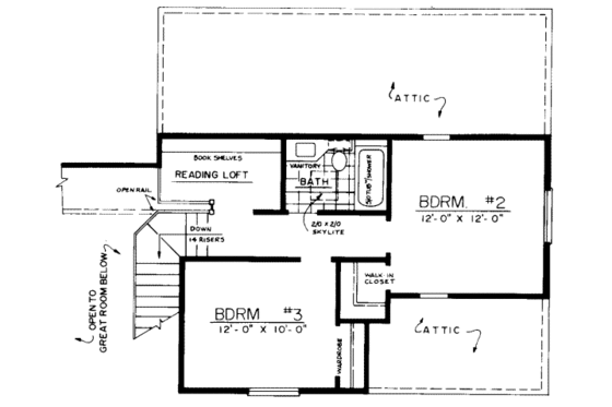 Floor Plan - Upper Floor for Traditional House Plan #303-305 - 4 bed, 2.5 bath