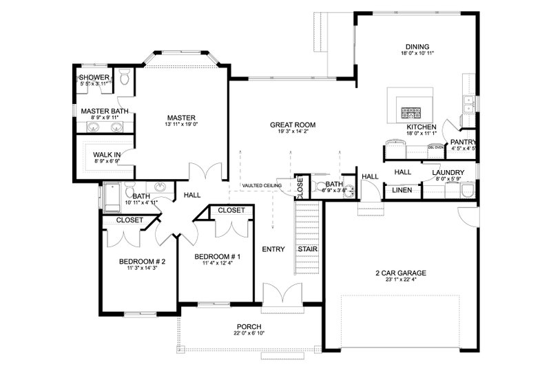 House Blueprint - Floor Plan - Main Floor for Craftsman House Plan #1060-356 - 3 bed, 2.5 bath