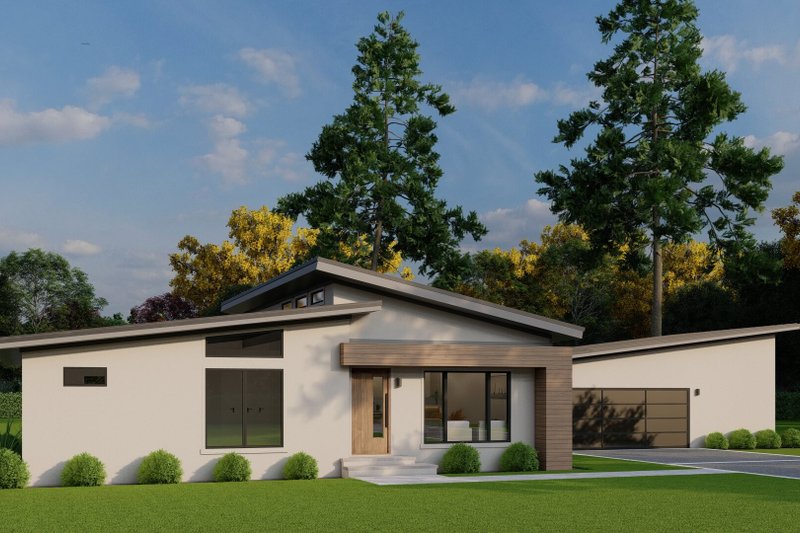 House Blueprint - Exterior - Front Elevation 3 for Modern House Plan #923-434 - 3 bed, 2 bath