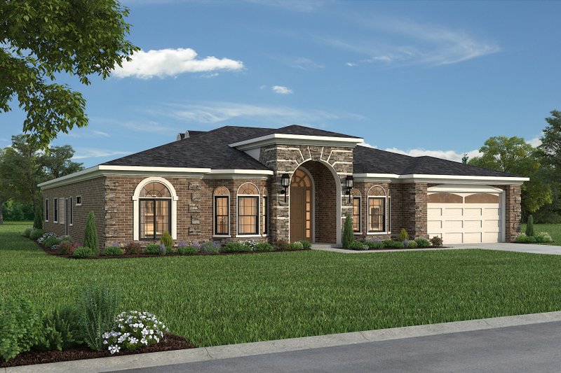 Dream House Plan - Exterior - Front Elevation 5 for Adobe / Southwestern House Plan #1-1136 - 4 bed, 3 bath