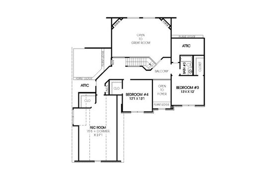 Floor Plan - Upper Floor for Traditional House Plan #424-267 - 4 bed, 3 bath