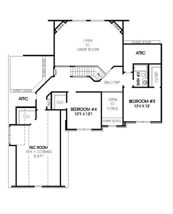 Traditional Floor Plan - Upper Floor Plan #424-267
