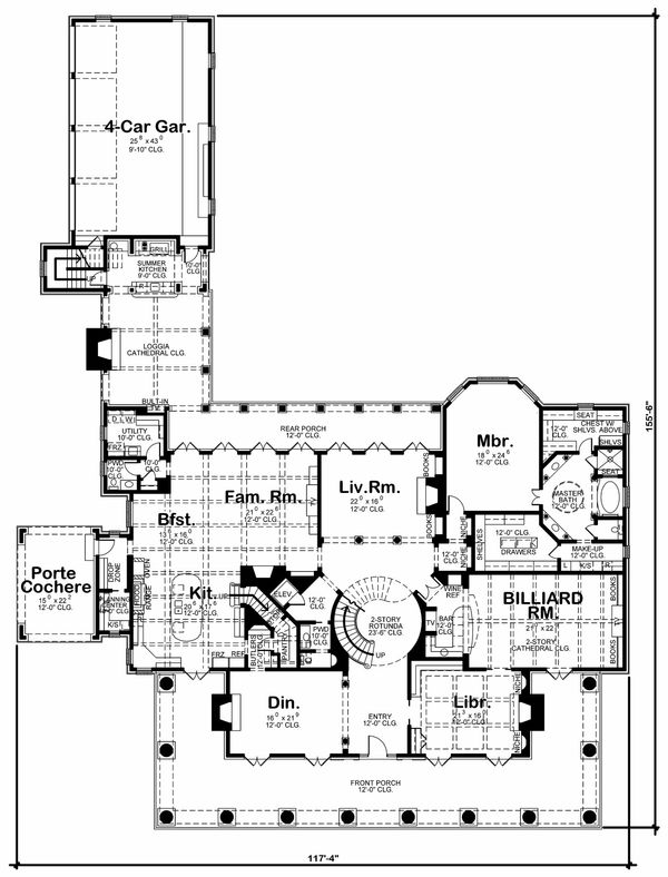Dream House Plan - Southern Floor Plan - Main Floor Plan #20-2173