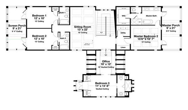 Beach Floor Plan - Upper Floor Plan #443-15