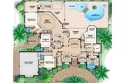 European Style House Plan - 4 Beds 4.5 Baths 4354 Sq/Ft Plan #27-421 