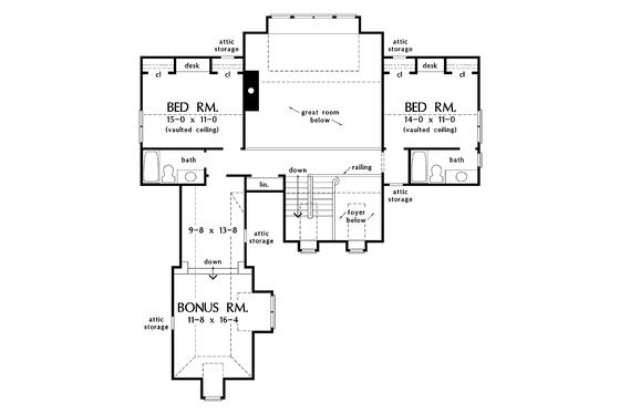 Floor Plan - Upper Floor for Country House Plan #929-682 - 3 bed, 3.5 bath