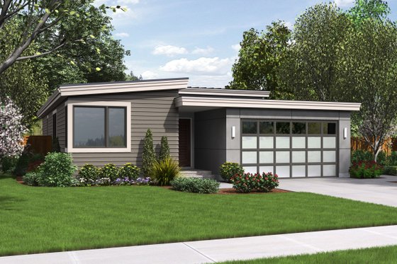 Architectural House Design - Exterior - Front Elevation for Modern House Plan #48-597 - 3 bed, 2 bath