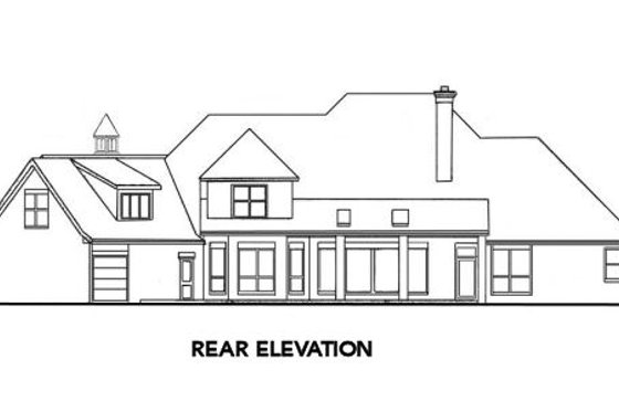 Exterior - Rear Elevation for European House Plan #52-174 - 5 bed, 4.5 bath