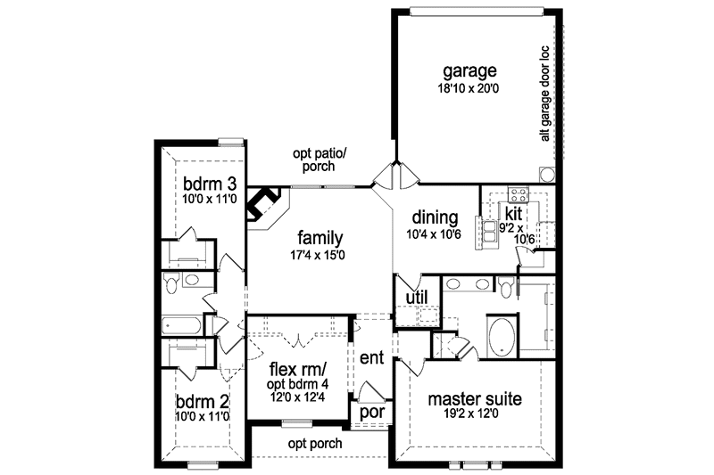 Home Plan - Floor Plan - Main Floor for Traditional House Plan #84-686 - 3 bed, 2 bath