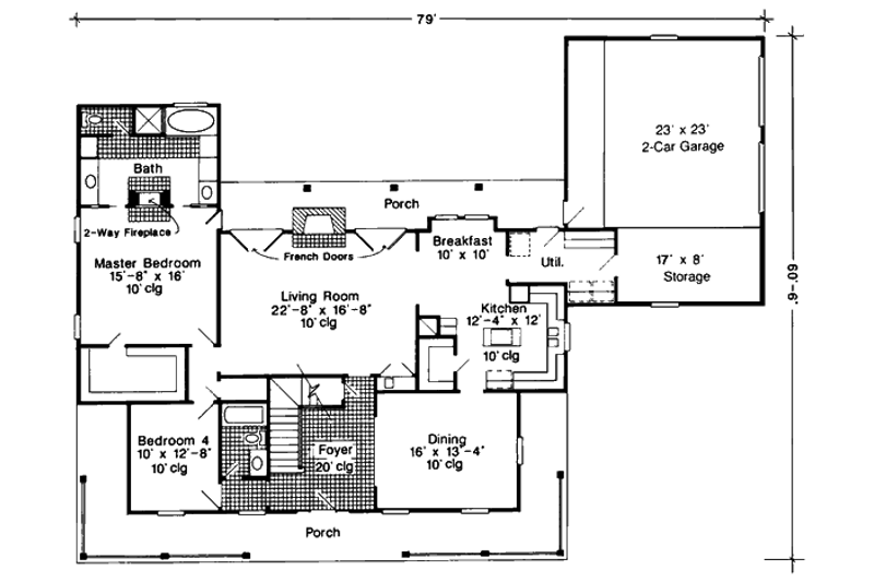 Home Plan - Floor Plan - Main Floor for Farmhouse House Plan #410-122 - 4 bed, 4 bath
