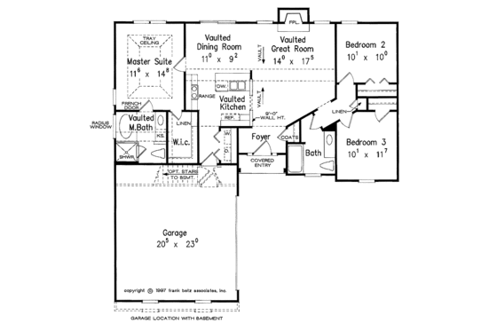 Floor Plan - Main Floor for Ranch House Plan #927-678 - 3 bed, 2 bath