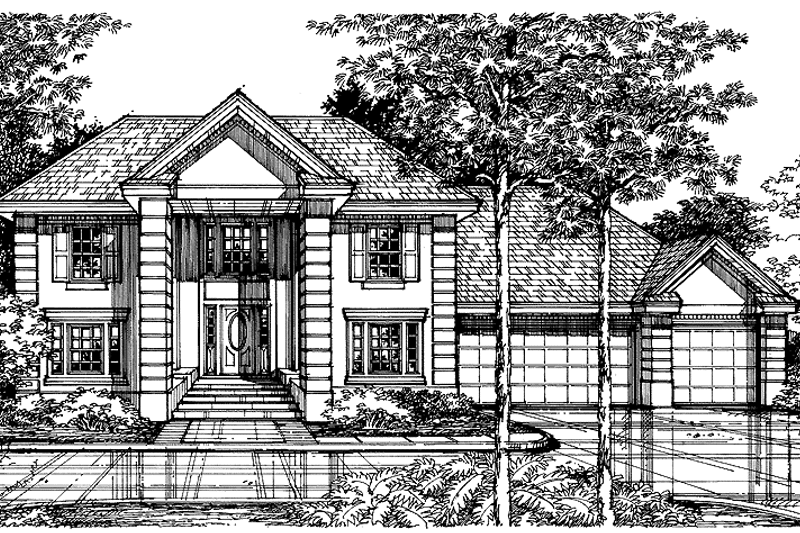 Home Plan - Exterior - Front Elevation 3 for Classical House Plan #320-509 - 4 bed, 2.5 bath
