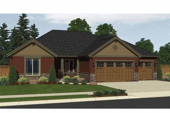 Exterior - Front Elevation 3 for Craftsman House Plan #943-17 - 3 bed, 2.5 bath