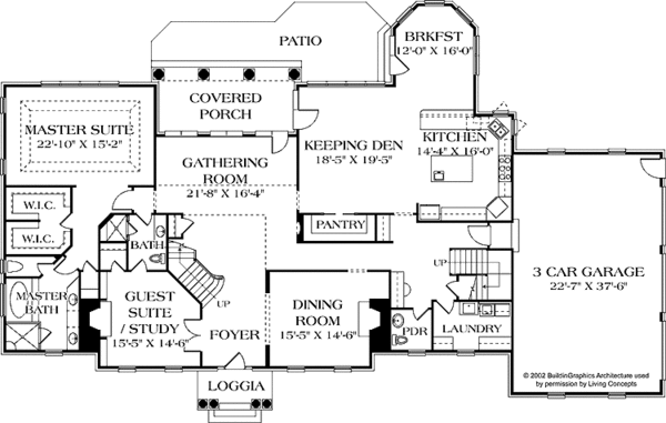 House Blueprint - Colonial Floor Plan - Main Floor Plan #453-591