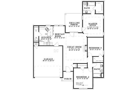Floor Plan - Main Floor for Ranch House Plan #17-3061 - 3 bed, 2 bath