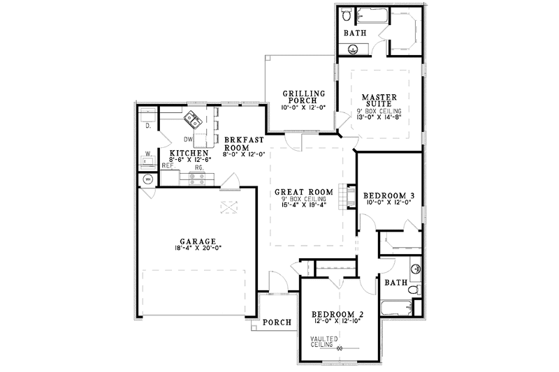 Home Plan - Floor Plan - Main Floor for Ranch House Plan #17-3061 - 3 bed, 2 bath