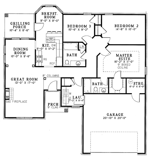 House Plan Design - Ranch Floor Plan - Main Floor Plan #17-2712