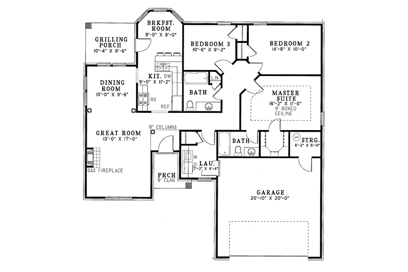 Architectural House Design - Floor Plan - Main Floor for Ranch House Plan #17-2712 - 3 bed, 2 bath