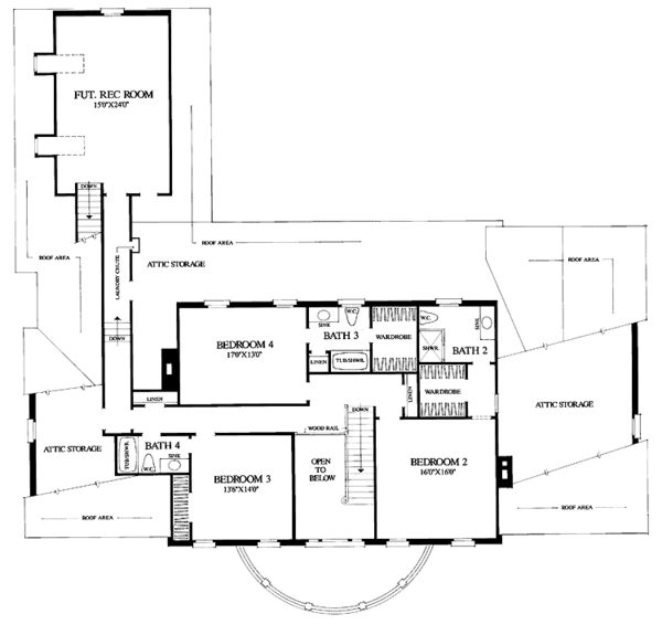 House Design - Classical Floor Plan - Upper Floor Plan #137-301