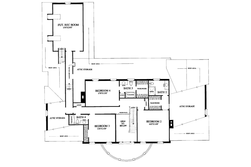 Home Plan - Floor Plan - Upper Floor for Classical House Plan #137-301 - 4 bed, 4 bath