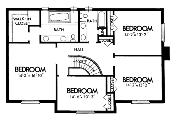Home Plan - Colonial Floor Plan - Upper Floor Plan #320-775