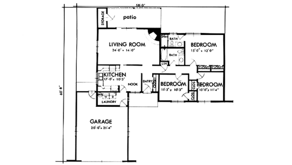 Architectural House Design - Adobe / Southwestern Floor Plan - Main Floor Plan #320-1384