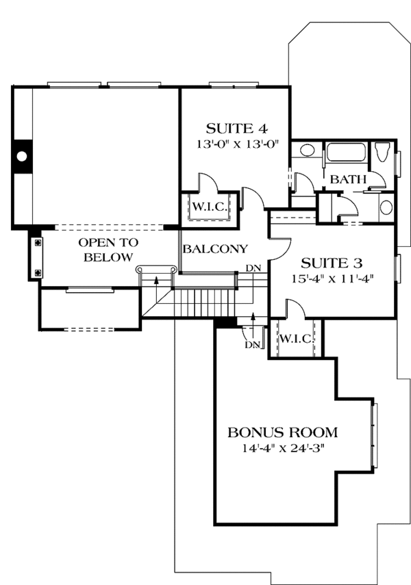 Home Plan - Traditional Floor Plan - Upper Floor Plan #453-565