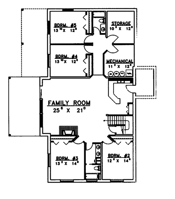 Architectural House Design - Ranch Floor Plan - Lower Floor Plan #117-811