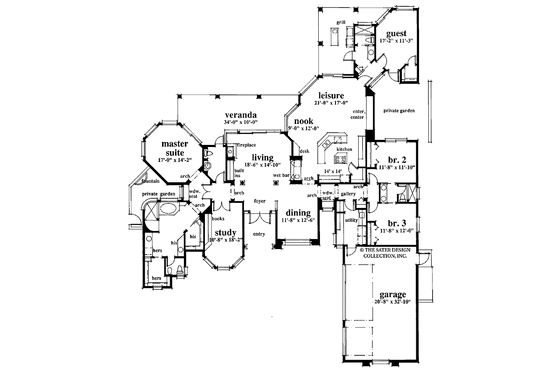 Floor Plan - Main Floor for Mediterranean House Plan #930-51 - 4 bed, 3.5 bath