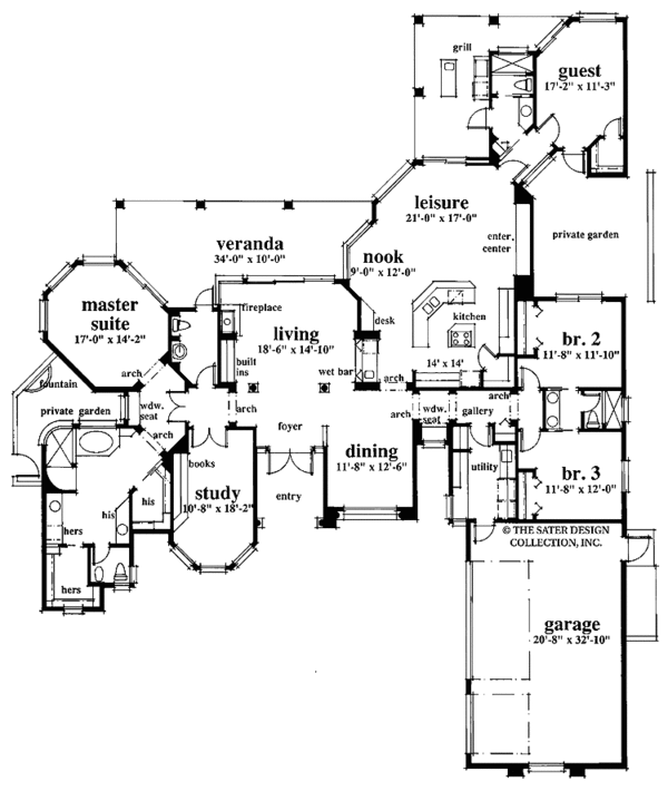 House Design - Mediterranean Floor Plan - Main Floor Plan #930-51