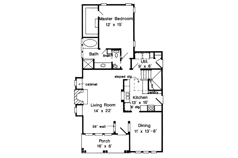 Home Plan - Floor Plan - Main Floor for Country House Plan #410-3579 - 3 bed, 3 bath