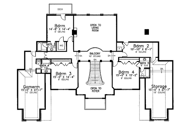 House Blueprint - Floor Plan - Upper Floor for Traditional House Plan #52-268 - 4 bed, 4.5 bath