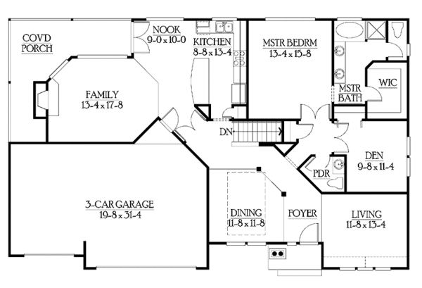 Craftsman Floor Plan - Main Floor Plan #132-342