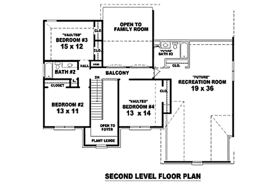 Floor Plan - Upper Floor for Traditional House Plan #81-13742 - 4 bed, 2.5 bath