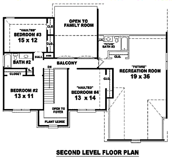 Traditional Floor Plan - Upper Floor Plan #81-13742